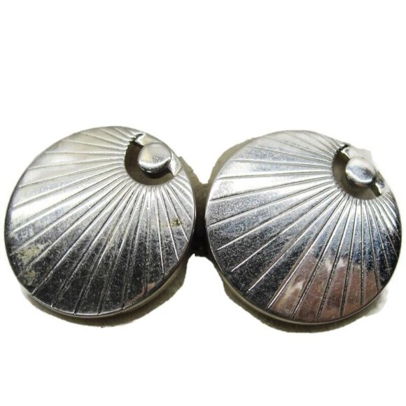 Swank Cufflinks Round Silver Tone Tux Shirt Dress Suit Vintage - Picture 1 of 8